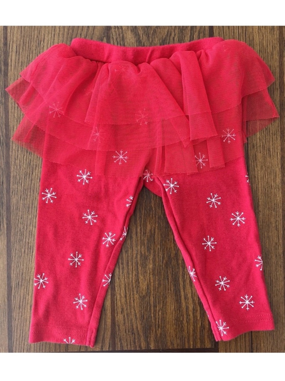 Carters Baby Girls 9M Leggings Red Tutu Pants Snowflake Christmas Holiday